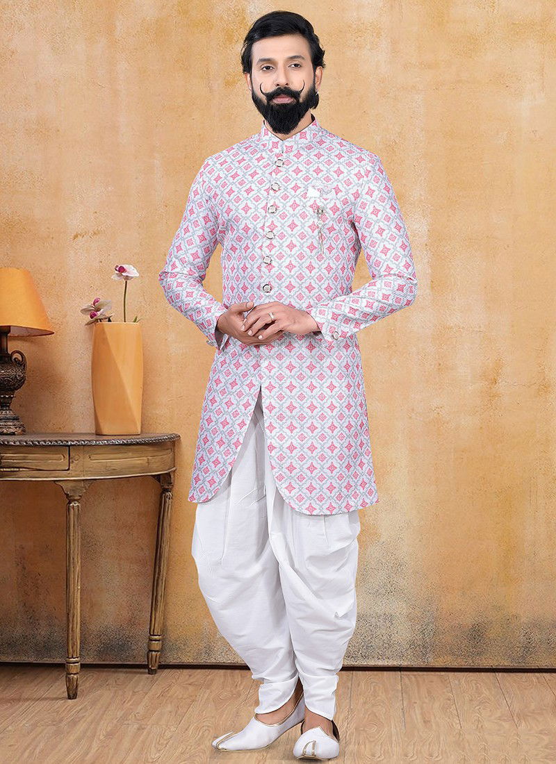 Pink And White Colour Heavy Designer Fancy Festive Wear Indo Western Collection 1285